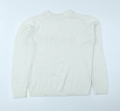 Dorothy Perkins Womens Ivory High Neck Acrylic Pullover Jumper Size 12