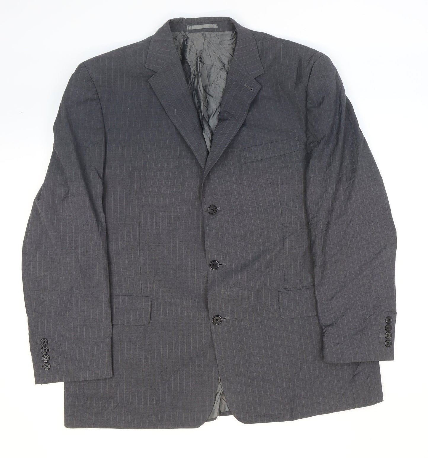NEXT Mens Grey Striped Polyester Jacket Suit Jacket Size 46