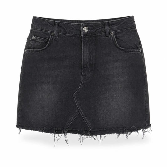 Topshop Womens Black Cotton Mini Skirt Size 10 Zip - Distressed Look