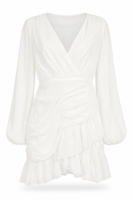 Misspap Womens White Polyacrylate Fibre Mini Size 8 V-Neck Zip