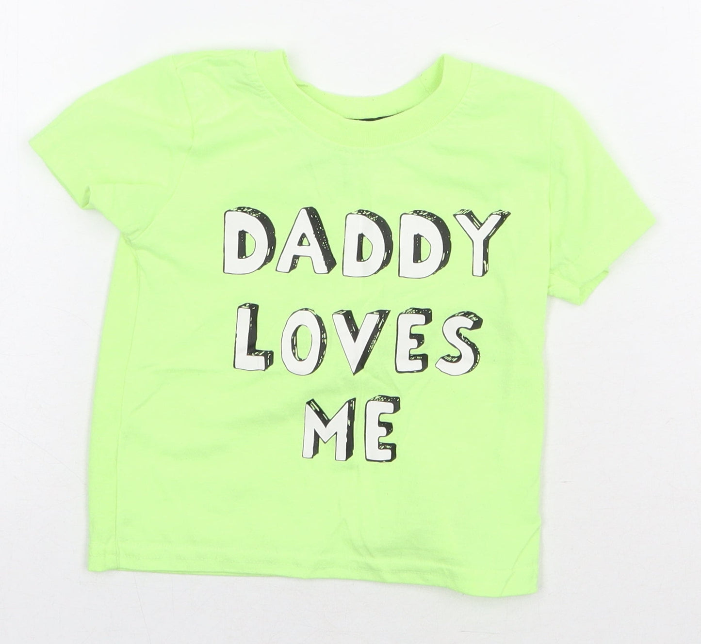 Primark Boys Green Polyester Basic T-Shirt Size 9-12 Months Round Neck Pullover - Daddy Loves Me