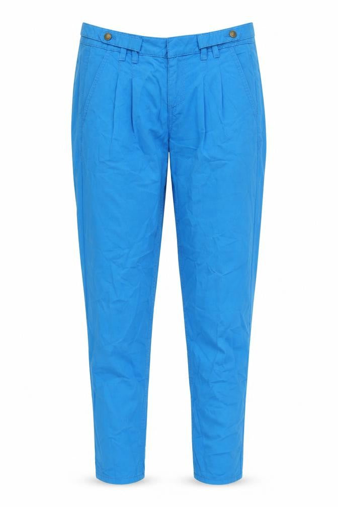 Limited Collection Womens Blue Cotton Capri Trousers Size 8 L29 in Regular Zip