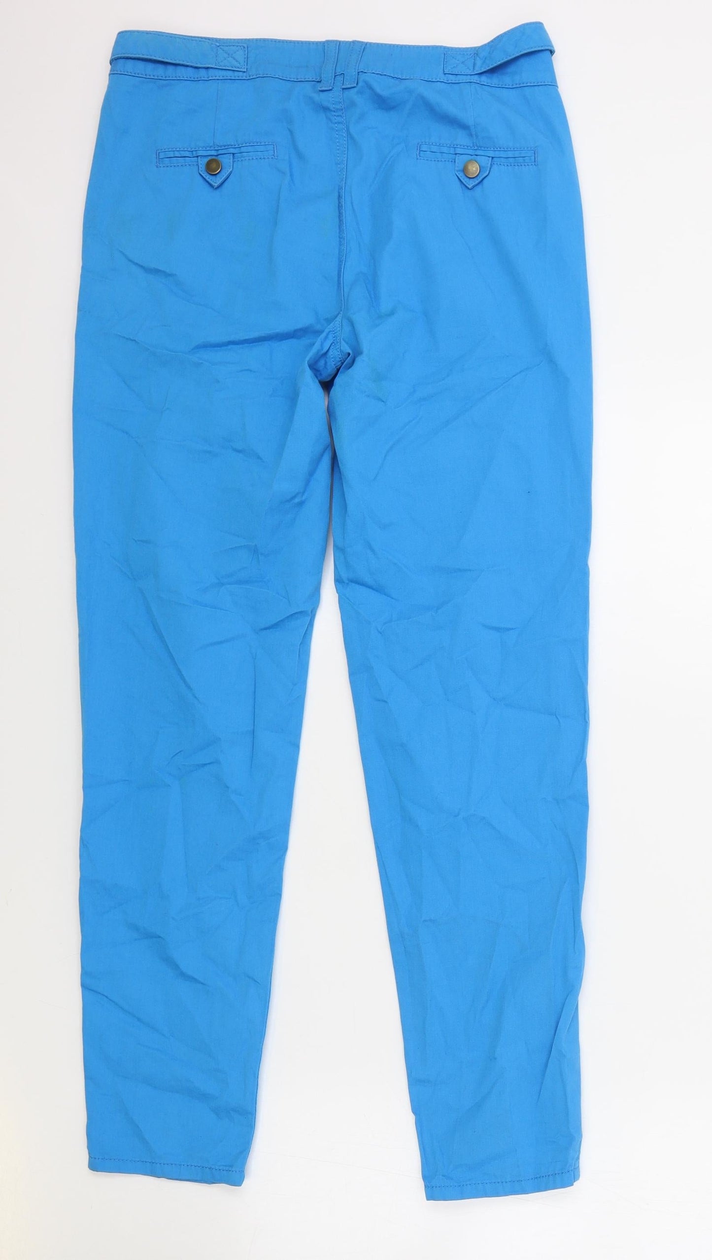 Limited Collection Womens Blue Cotton Capri Trousers Size 8 L29 in Regular Zip
