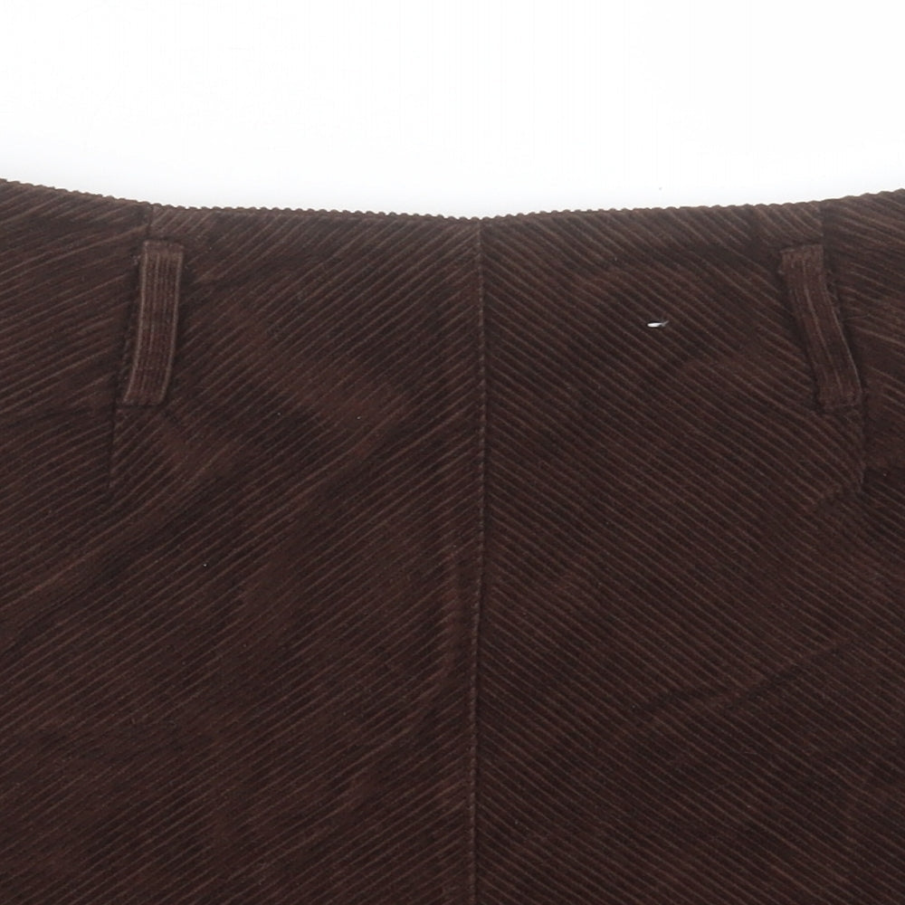 Denim & Co. Womens Brown Cotton A-Line Skirt Size 12 Zip
