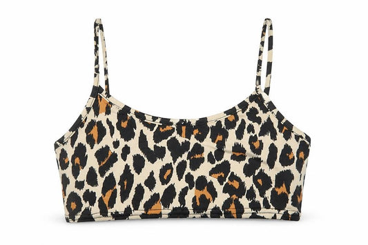 Boohoo Womens Brown Animal Print Polyester Cropped Tank Size 10 Round Neck - Leopard Print