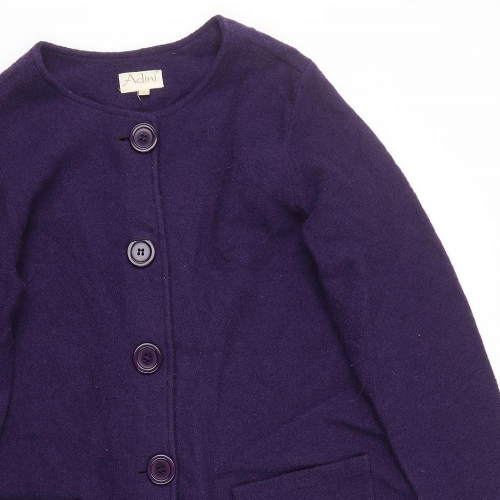 Adini Womens Purple Pea Coat Coat Size S Button