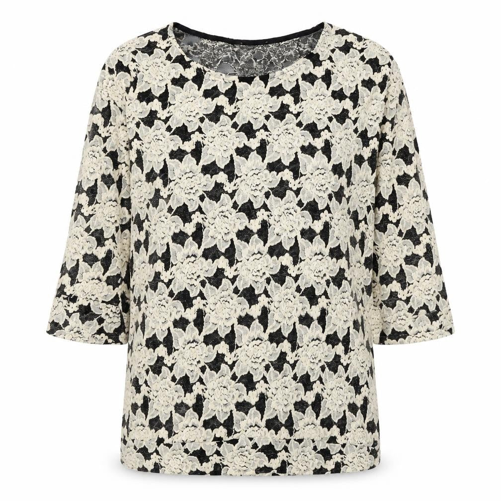 NEXT Womens Beige Round Neck Floral Cotton Pullover Jumper Size 12