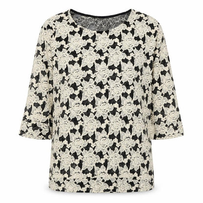 Next Womens Beige Round Neck Floral Cotton Pullover Jumper Size 12