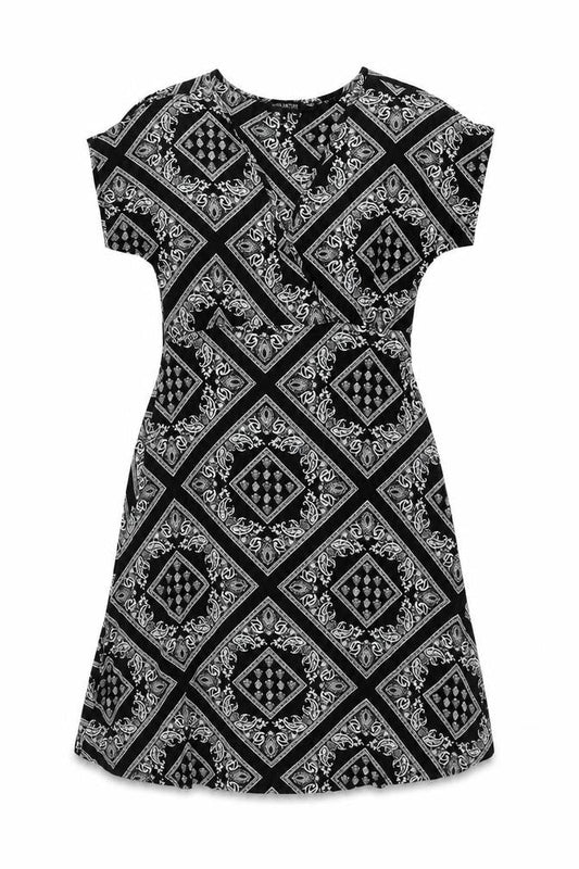 Debenhams Womens Black Geometric Viscose A-Line Size 12 V-Neck Pullover