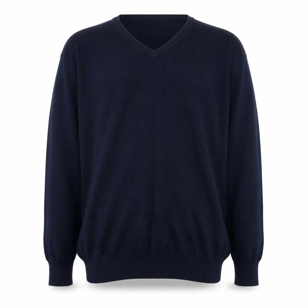 Mango Mens Blue V-Neck Polyester Pullover Jumper Size L