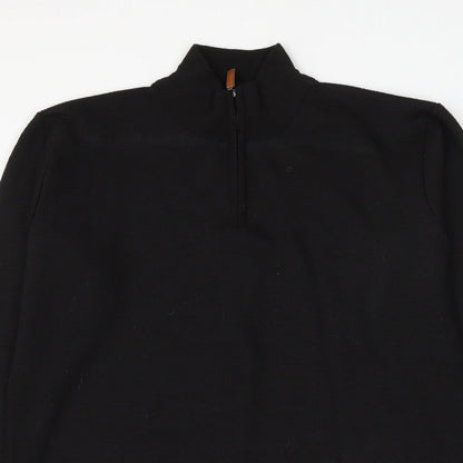 D Project Mens Black Mock Neck Polyester Pullover Jumper Size L