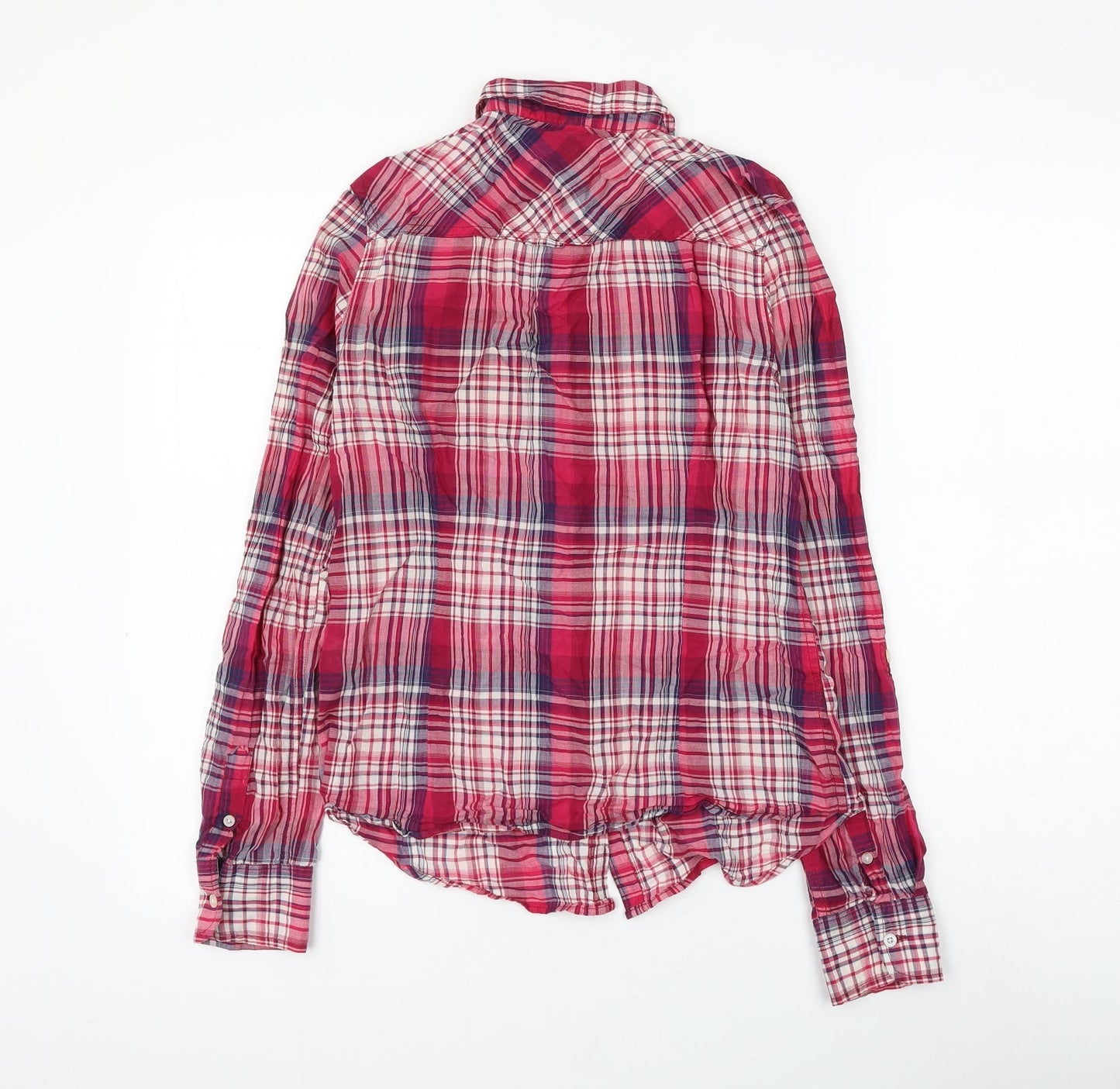 Aeropostale Womens Pink Plaid Cotton Basic Button-Up Size M Collared