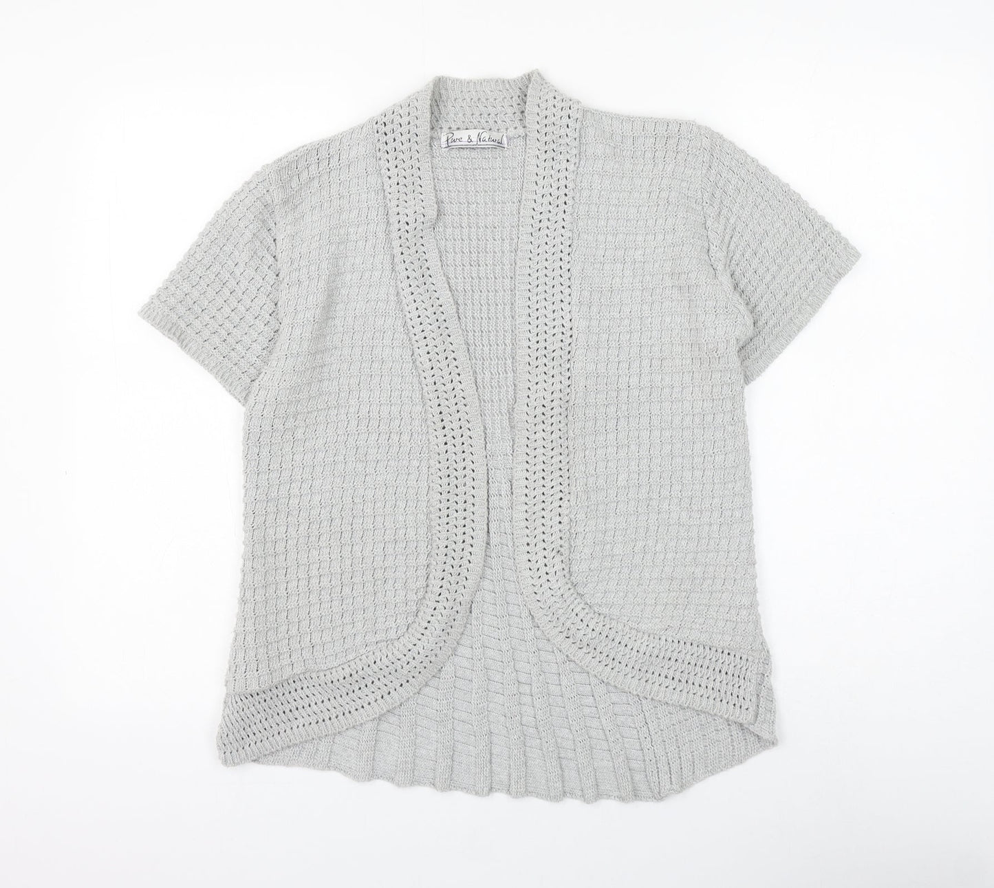 Pure & Natural Womens Grey V-Neck Cotton Cardigan Jumper Size M