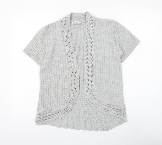 Pure & Natural Womens Grey V-Neck Cotton Cardigan Jumper Size M