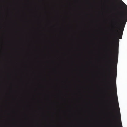 Bassini Womens Purple Polyester Basic Blouse Size 16 V-Neck