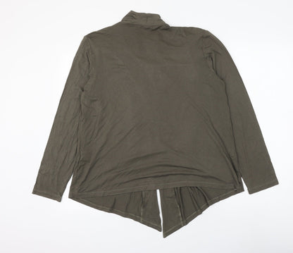 EWM Womens Green Viscose Basic Blouse Size 14 Scoop Neck