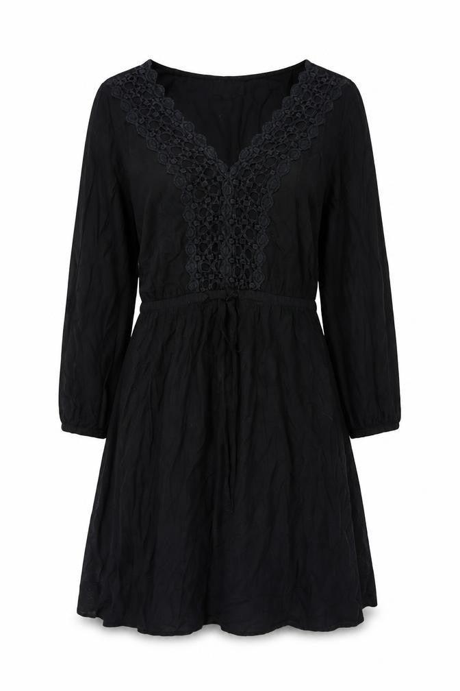 A&G Womens Black Viscose A-Line Size 8 V-Neck Pullover
