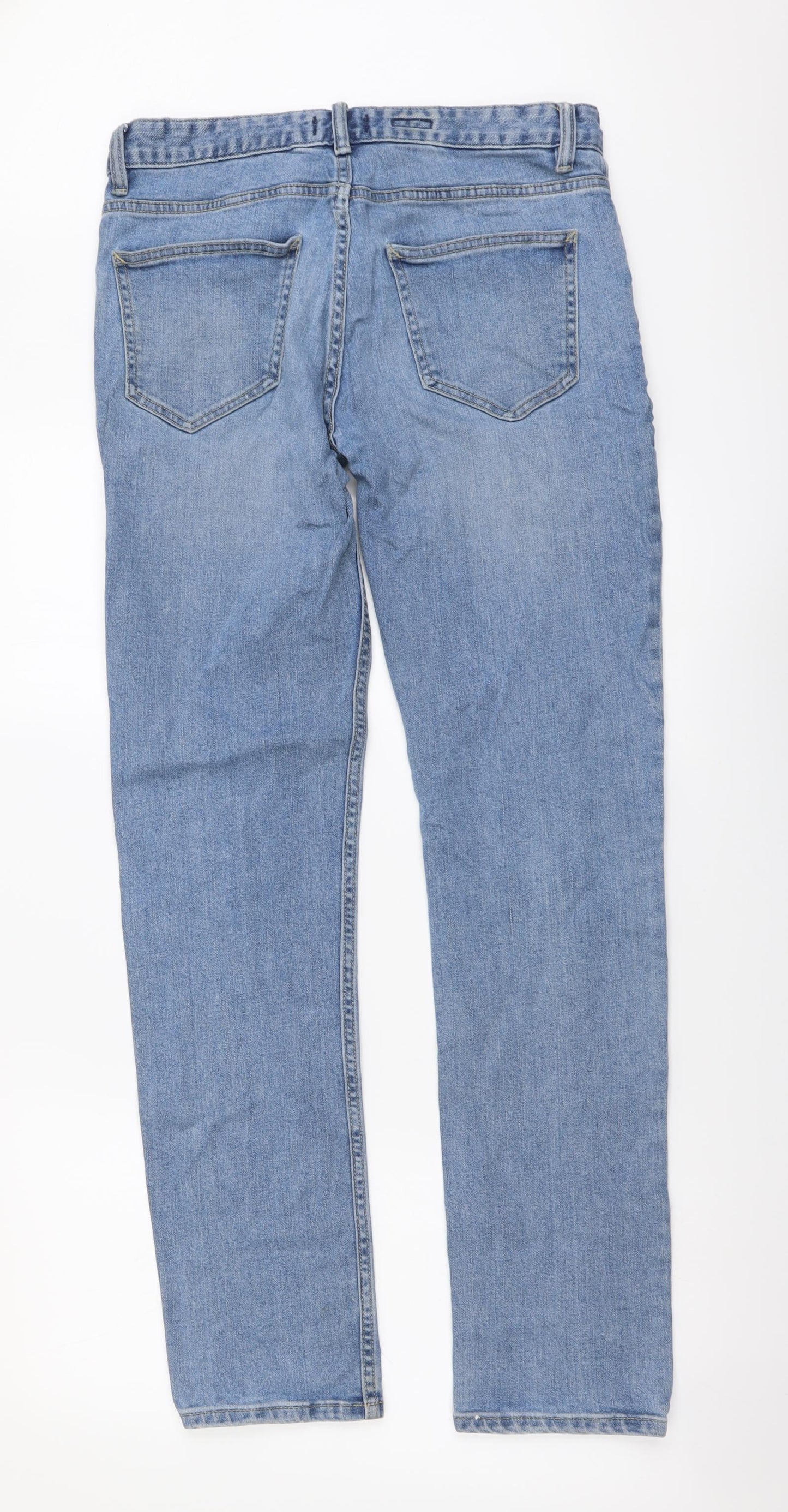 Topshop Mens Blue Cotton Skinny Jeans Size 30 in L32 in Regular Button