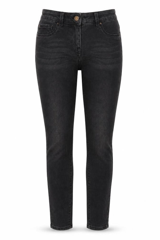 Next Womens Grey Cotton Skinny Jeans Size 8 L31 in Regular Button