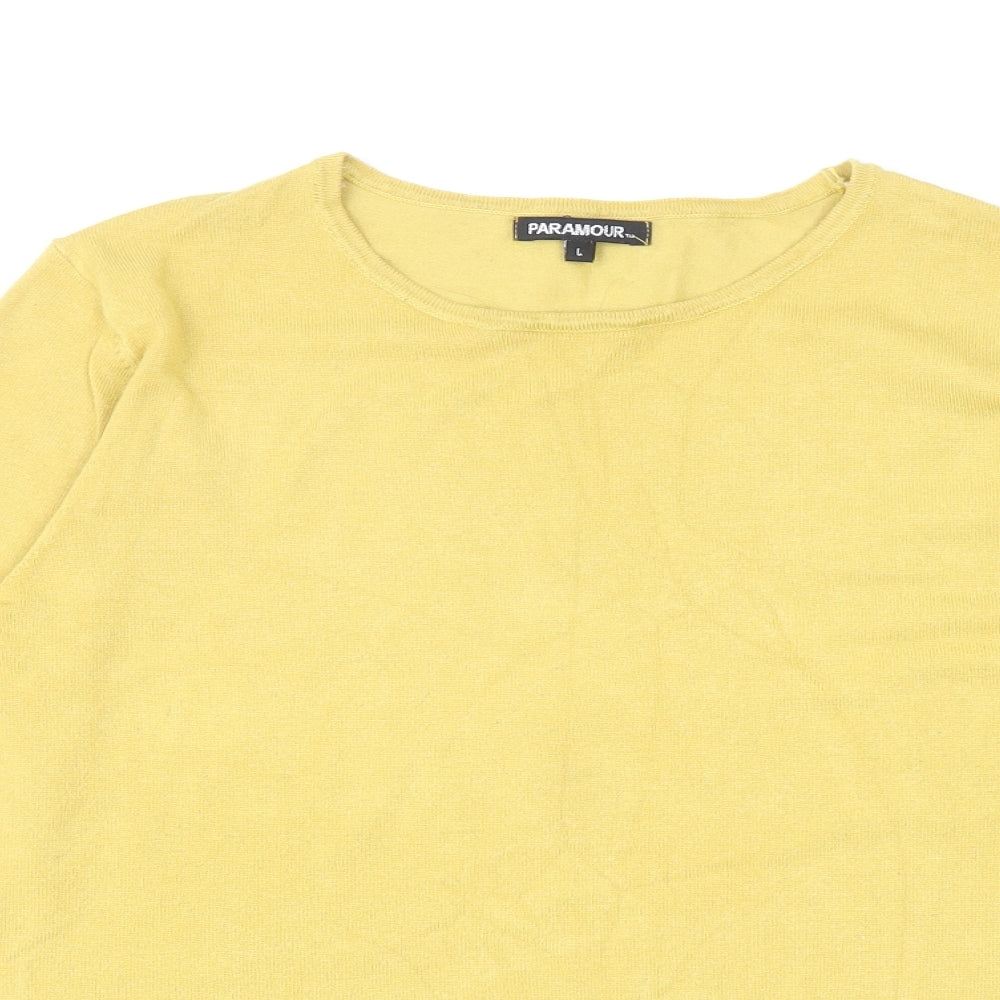 Paramour Womens Yellow Round Neck Viscose Pullover Jumper Size L