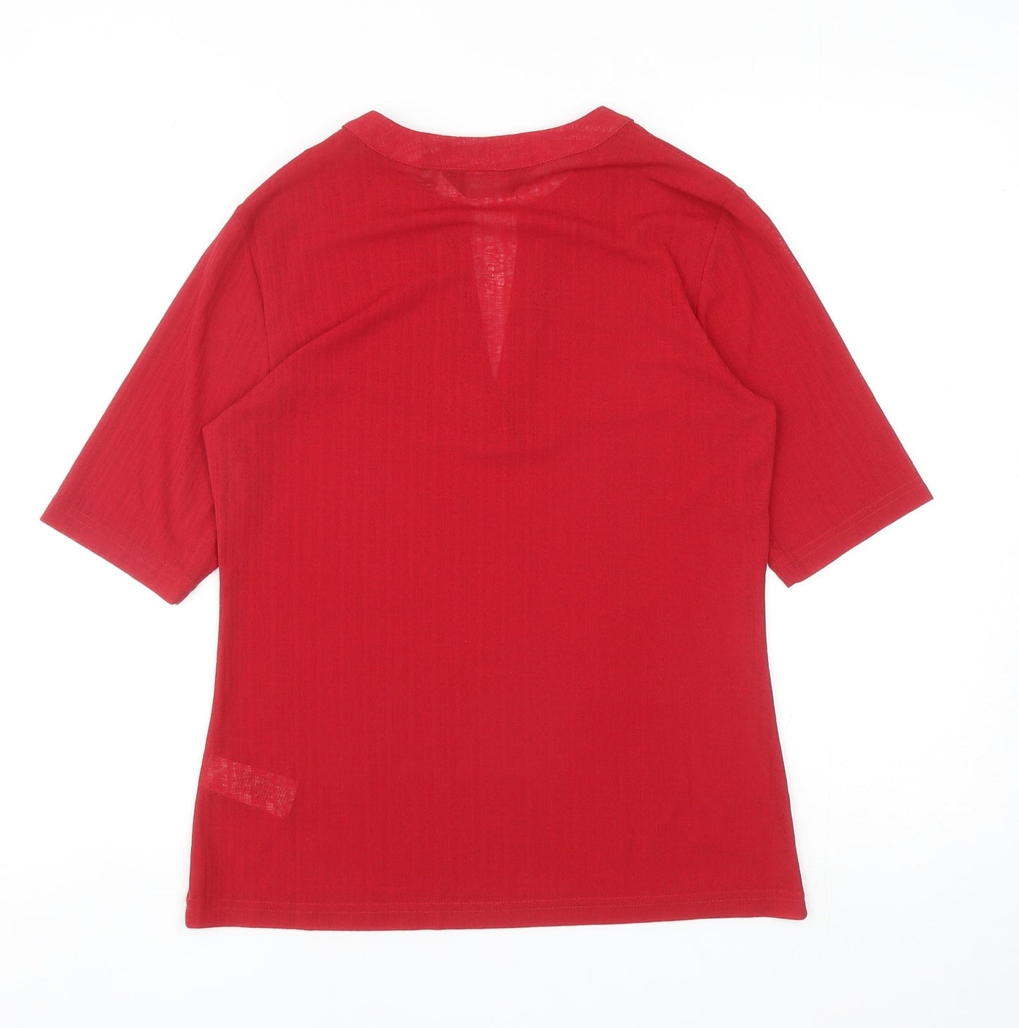 Dorothy Perkins Womens Red Polyester Basic Blouse Size 12 V-Neck