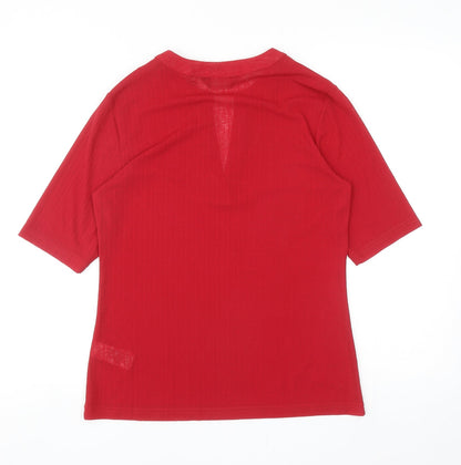 Dorothy Perkins Womens Red Polyester Basic Blouse Size 12 V-Neck