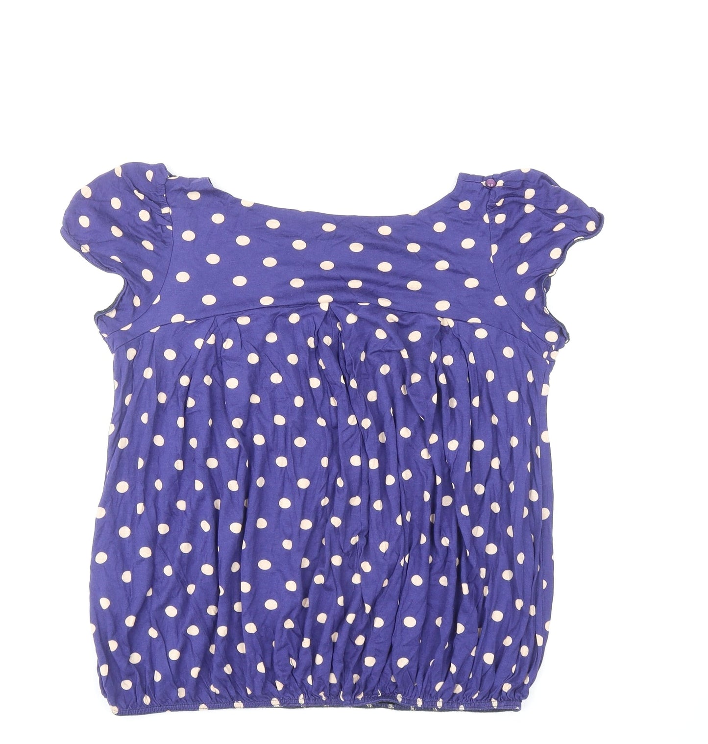 Topshop Womens Blue Polka Dot Viscose Basic Blouse Size 14 Boat Neck