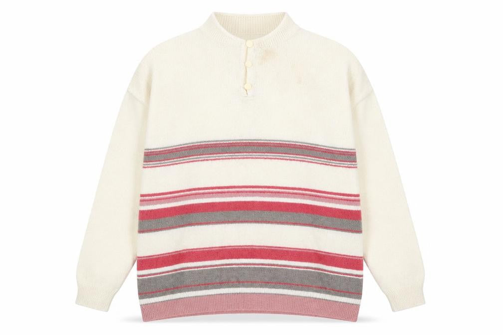 EWM Womens Multicoloured V-Neck Striped Acrylic Pullover Jumper Size XL