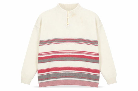 EWM Womens Multicoloured V-Neck Striped Acrylic Pullover Jumper Size XL