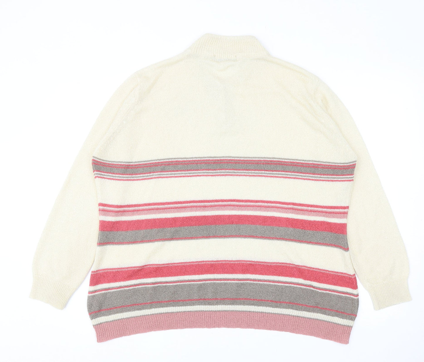 EWM Womens Multicoloured V-Neck Striped Acrylic Pullover Jumper Size XL
