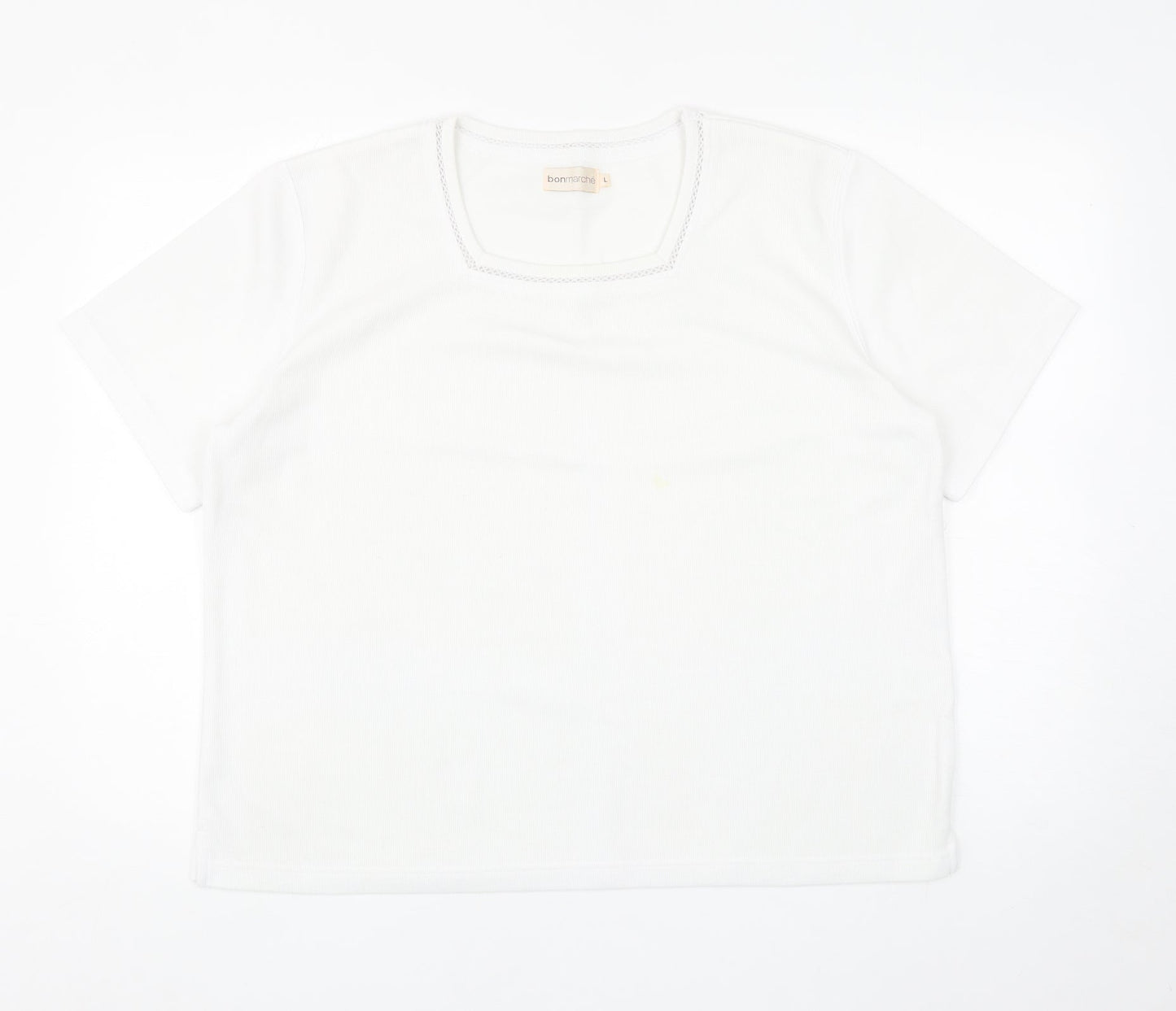 Bonmarché Womens White Square Neck Polyester Pullover Jumper Size L