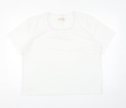 Bonmarché Womens White Square Neck Polyester Pullover Jumper Size L