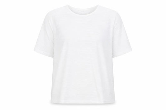 EWM Womens White Polyester Basic T-Shirt Size XL Round Neck - Textured