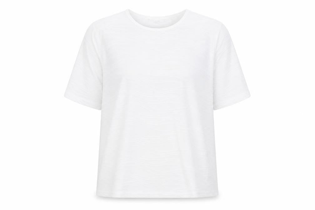 EWM Womens White Polyester Basic T-Shirt Size XL Round Neck - Textured