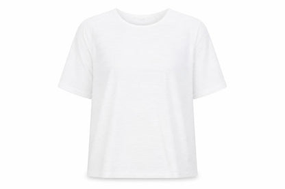 EWM Womens White Polyester Basic T-Shirt Size XL Round Neck - Textured
