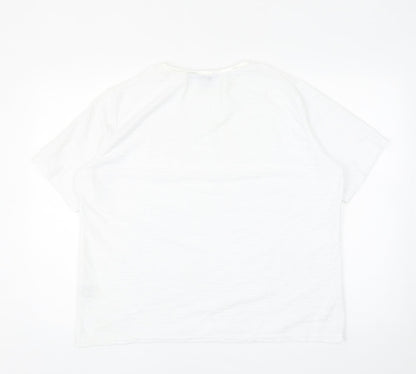 EWM Womens White Polyester Basic T-Shirt Size XL Round Neck - Textured