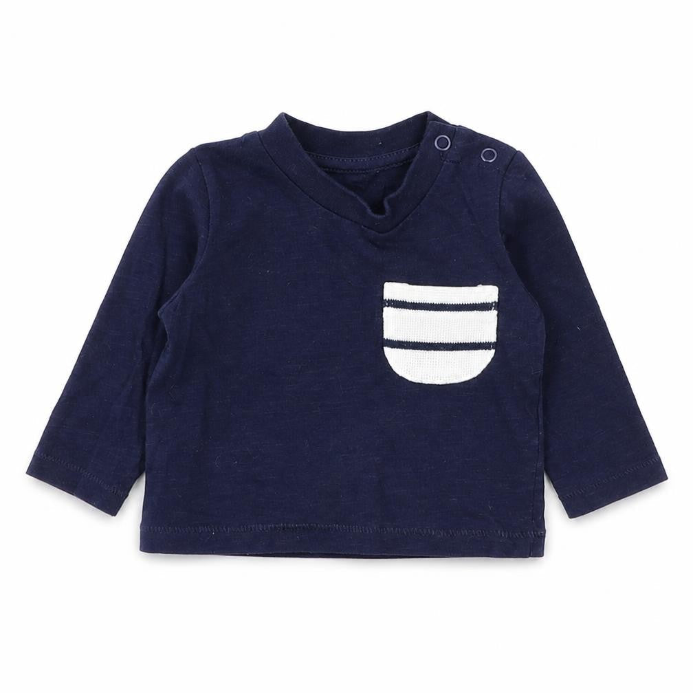 Primark Baby Blue Cotton Basic T-Shirt Size 0-3 Months Round Neck Snap