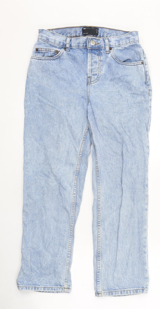 Marks and Spencer Womens Blue 100% Cotton Straight Jeans Size 26 in L26 in Regular Zip