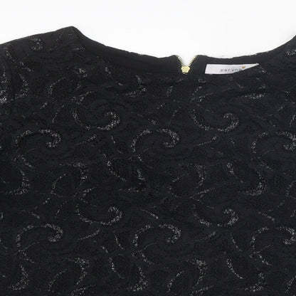 Per Una Womens Black Polyester Basic T-Shirt Size 12 Round Neck