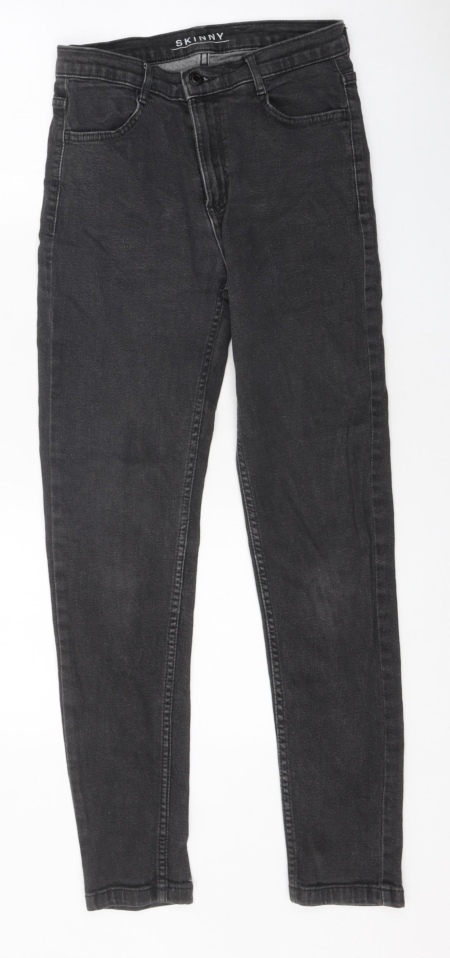 Marks and Spencer Womens Black 100% Cotton Skinny Jeans Size 8 L25 in Regular Zip