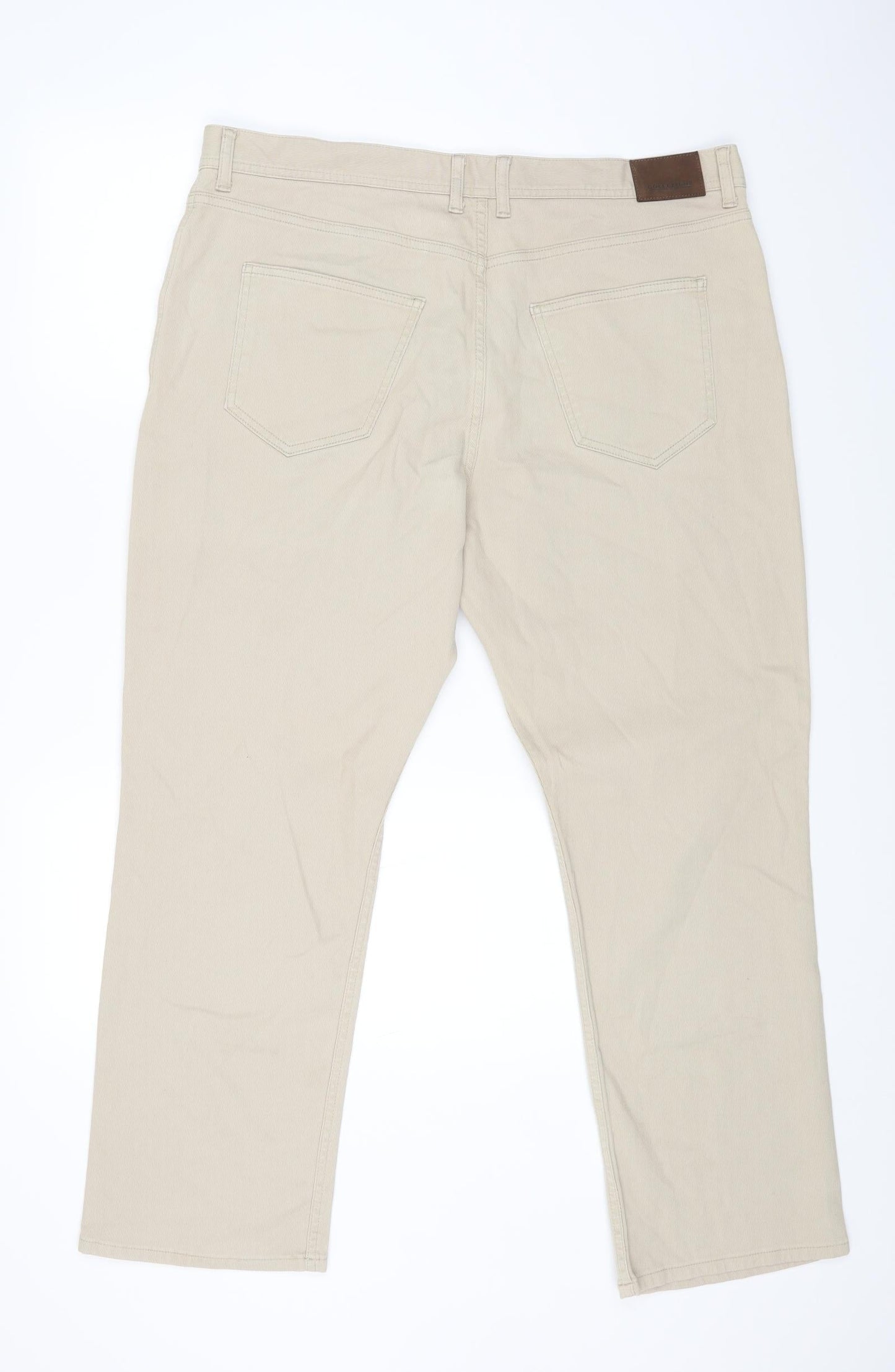 Marks and Spencer Womens Beige Cotton Straight Jeans Size 40 in L29 in Regular Zip