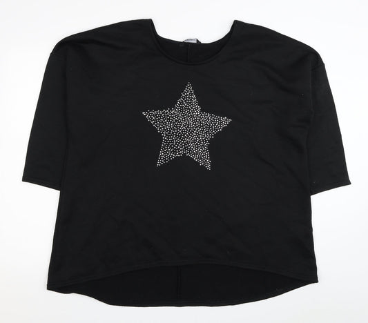 Peacocks Womens Black Polyester Pullover Sweatshirt Size XL Pullover - Star