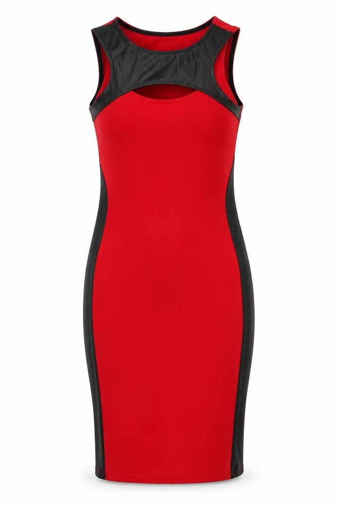 Agenda Womens Red Polyester Pencil Dress Size 10 Round Neck Pullover