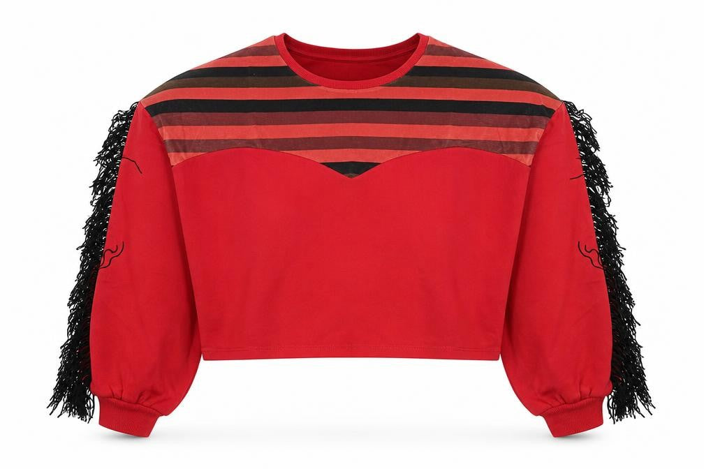 Oh My Days Womens Red Striped Polyester Pullover Sweatshirt Size 12 Pullover