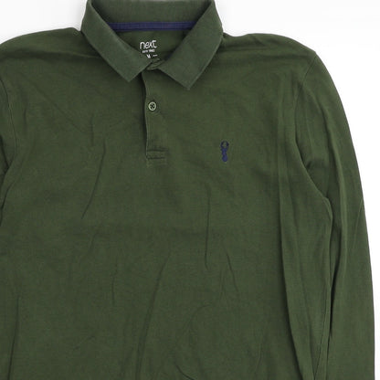 Next Womens Green Collared Cotton Pullover Jumper Size M