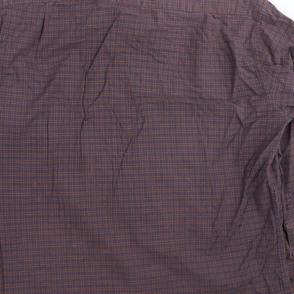 Marks & Spencer Mens Grey Plaid Cotton Button-Up Size 16 Collared Button - Collar 16 Inch