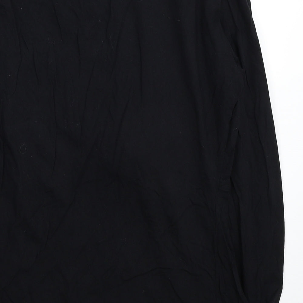 PRETTYLITTLETHING Womens Black Cotton Basic T-Shirt Size 10 Round Neck - Knot Detail