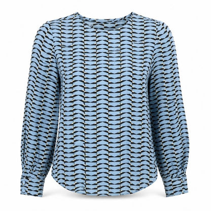 Autograph Womens Blue Geometric Viscose Basic Blouse Size 6 Scoop Neck
