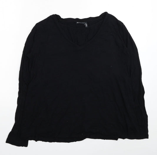 ASOS Womens Black Viscose Basic T-Shirt Size 8 V-Neck