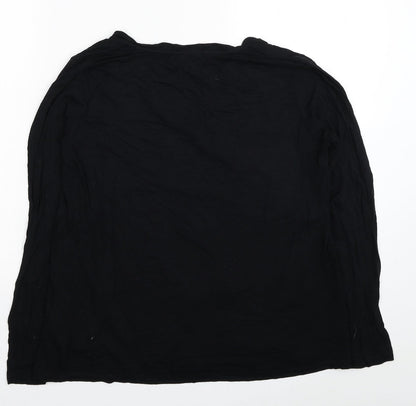 ASOS Womens Black Viscose Basic T-Shirt Size 8 V-Neck